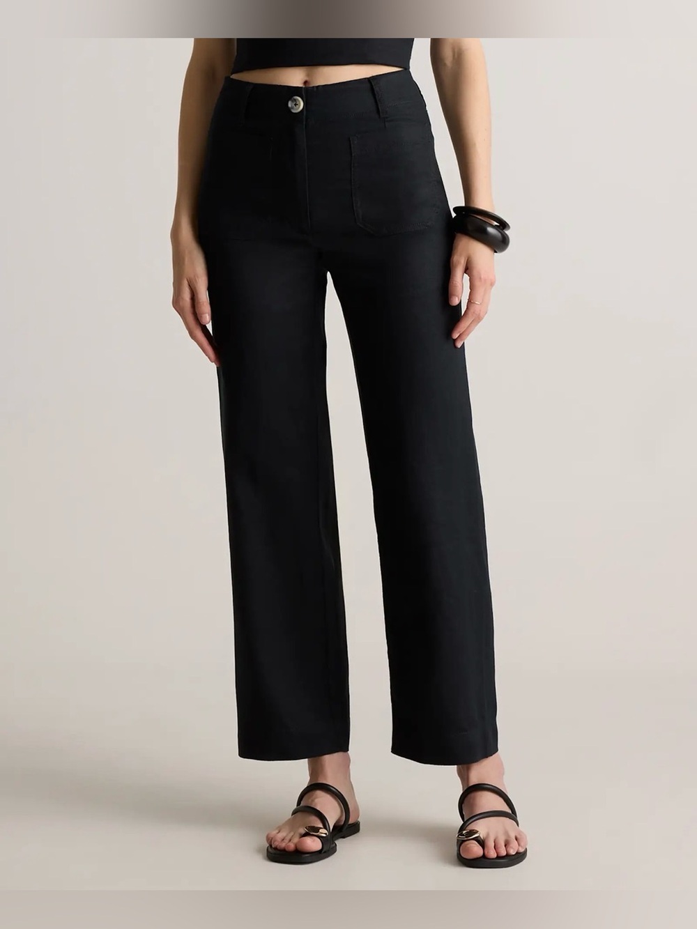 Quince 100% European Linen Patch Pocket Wide Leg Pants Size L New